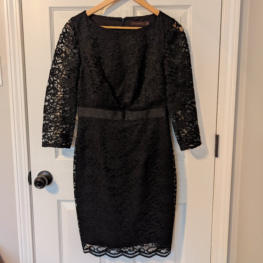 Black Lace Long Sleeved Dress by The Limited